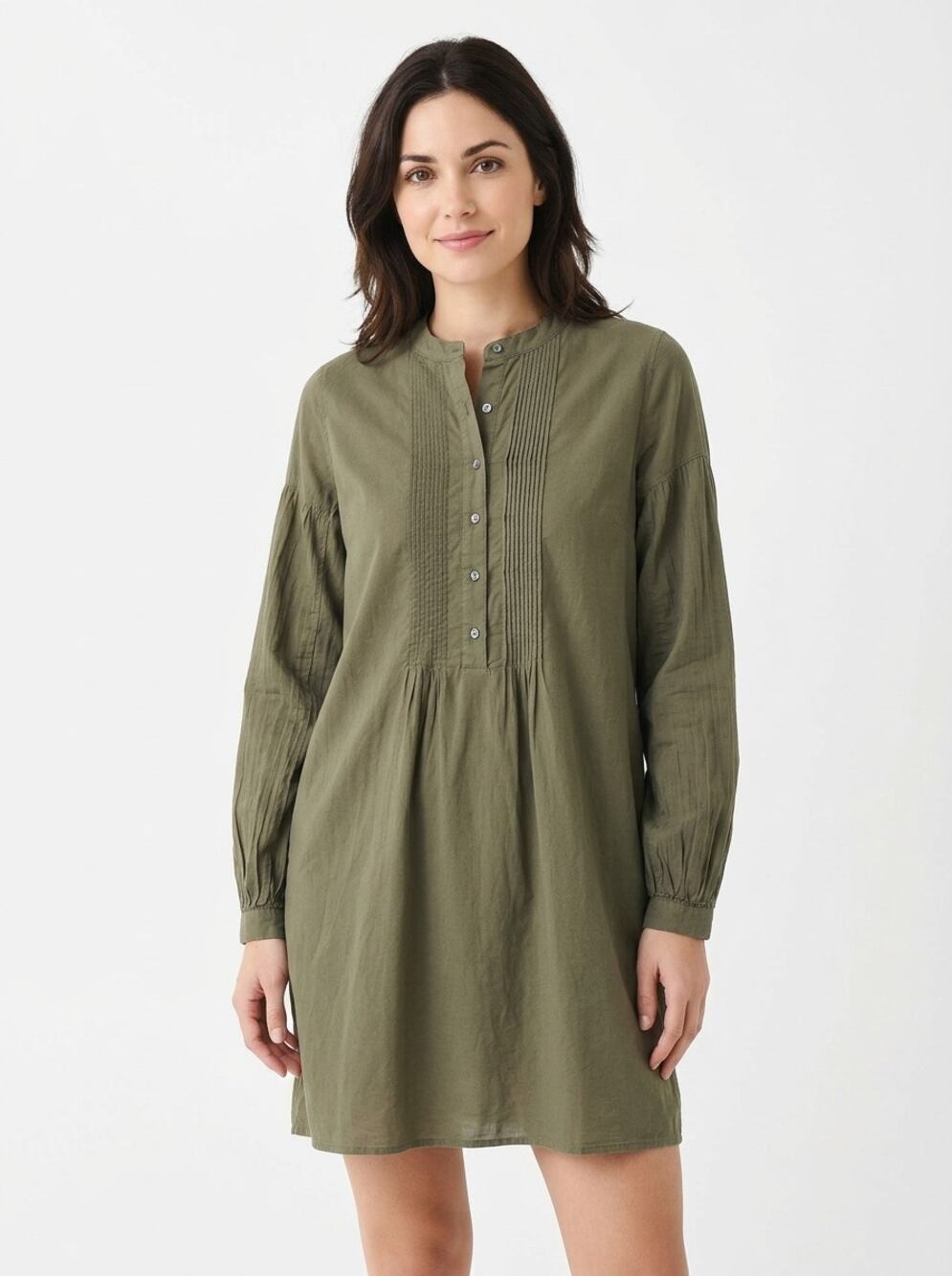 Nili Lotan Duane Made in USA Green Mini Pleated Shirt Dress Women Size S